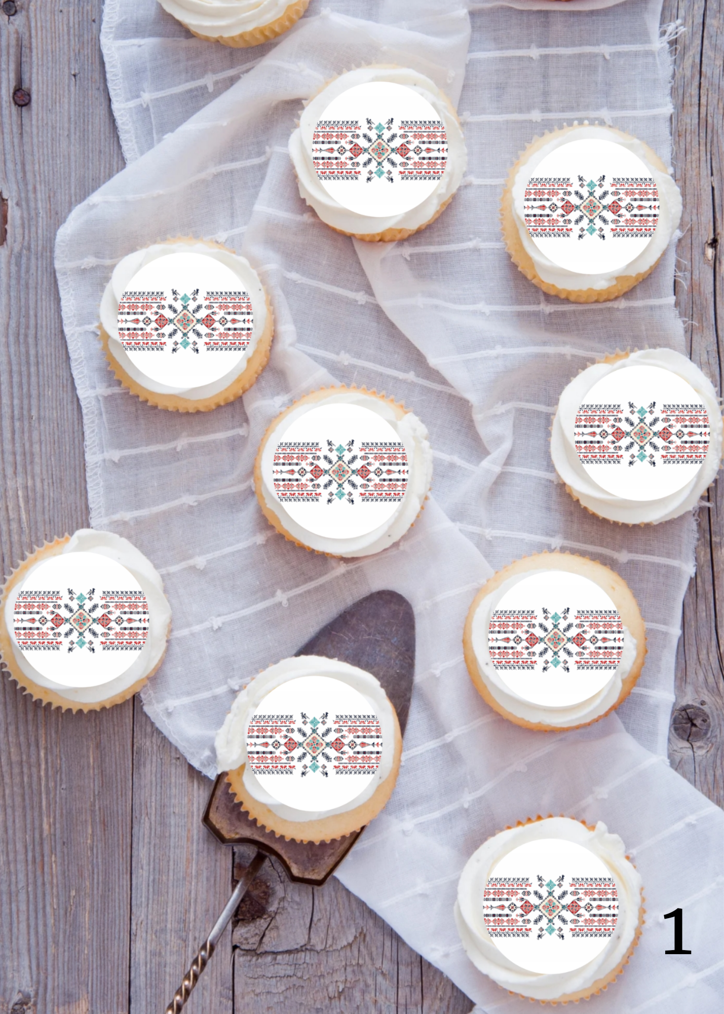Tatreez embroidery cupcake edible image topper