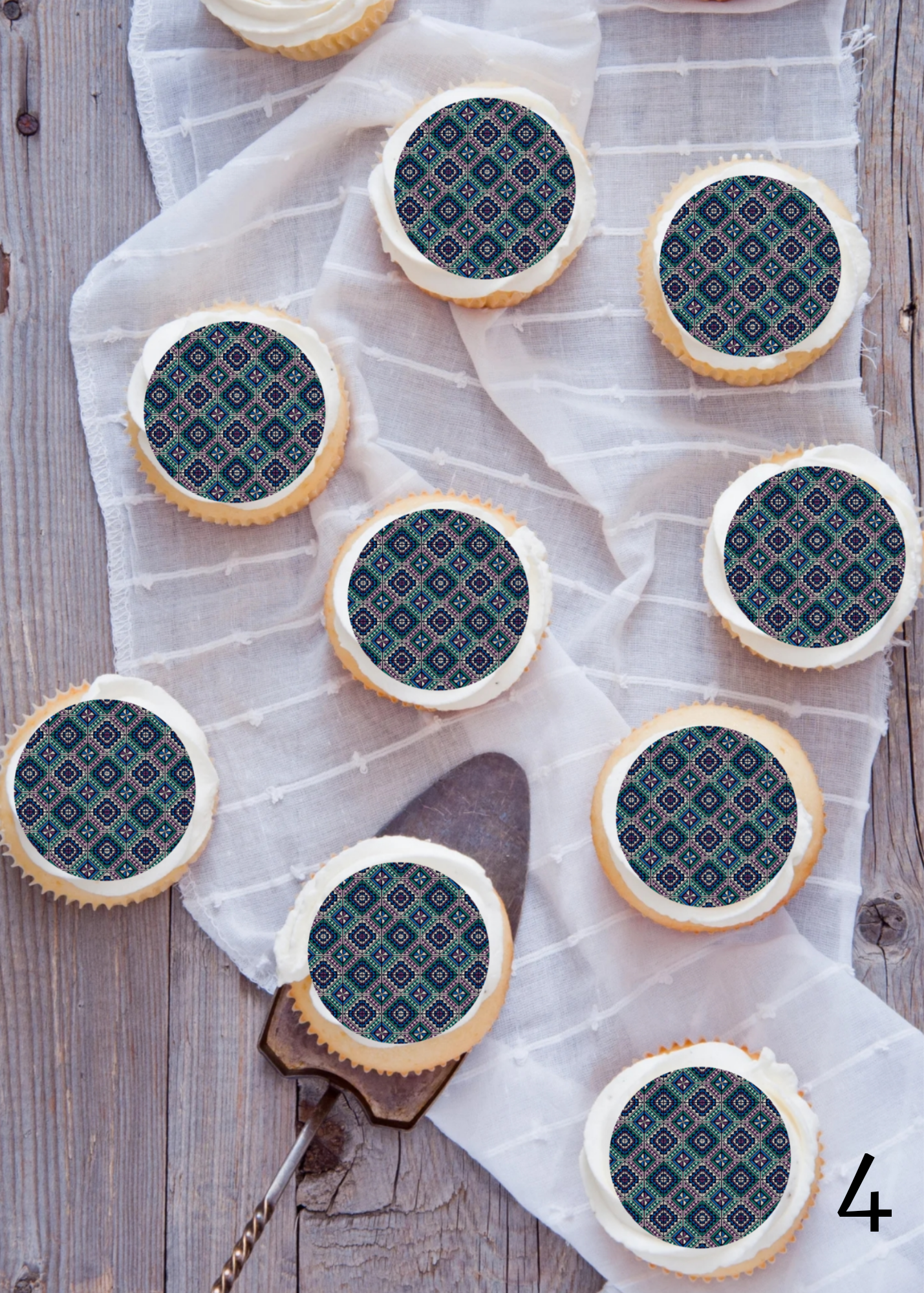 Tatreez embroidery cupcake edible image topper