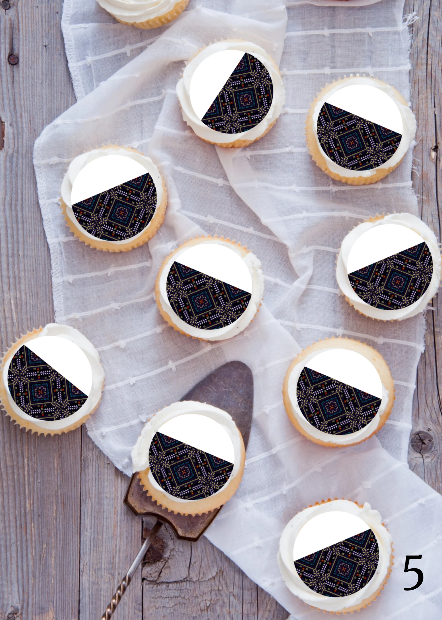 Tatreez embroidery cupcake edible image topper