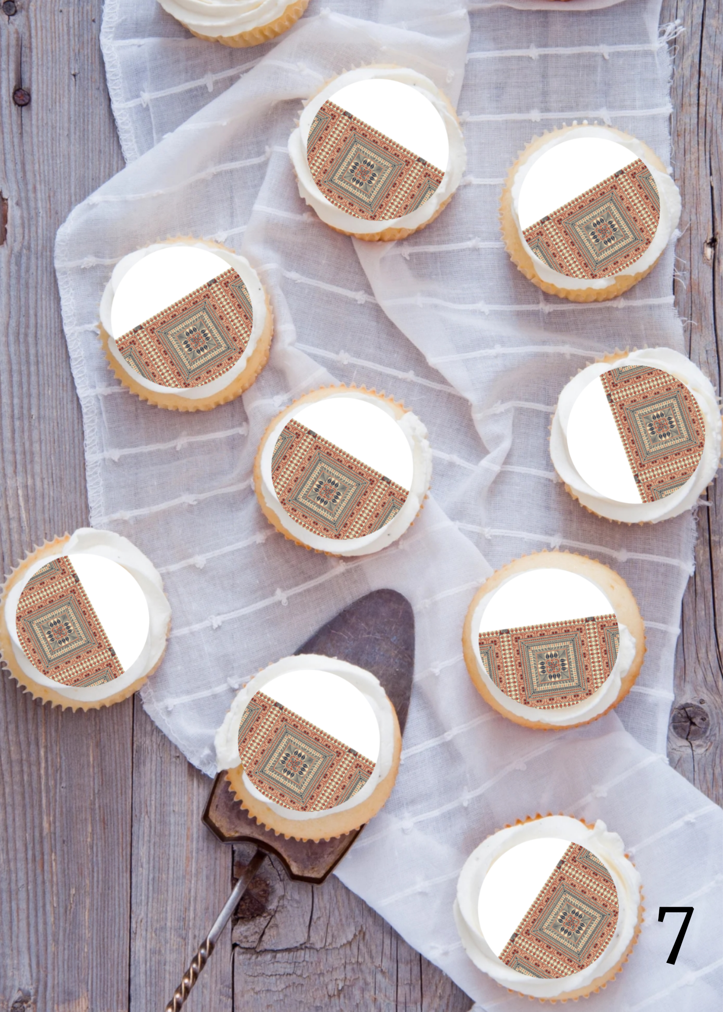 Tatreez embroidery cupcake edible image topper