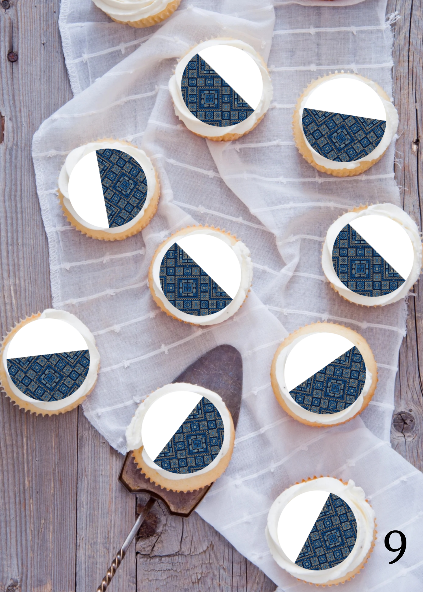 Tatreez embroidery cupcake edible image topper
