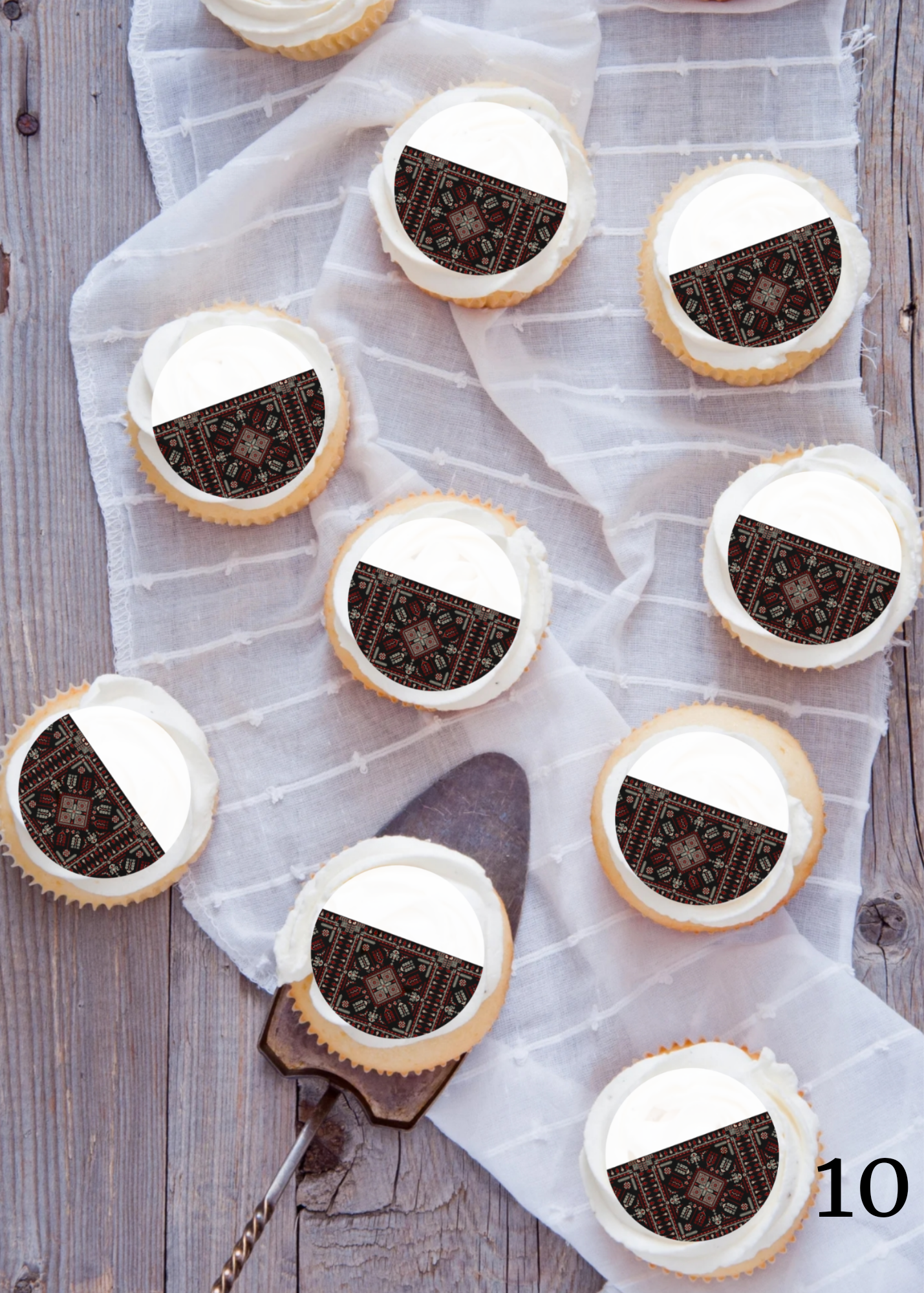 Tatreez embroidery cupcake edible image topper