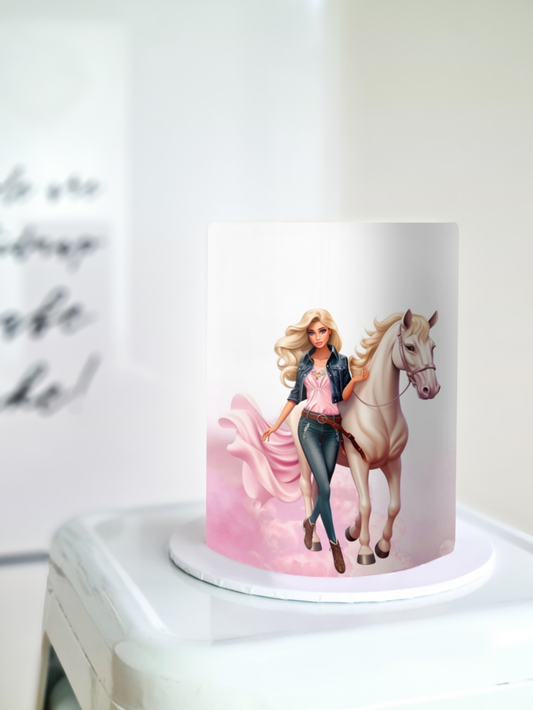 Barbie doll cake wrap edible icing image