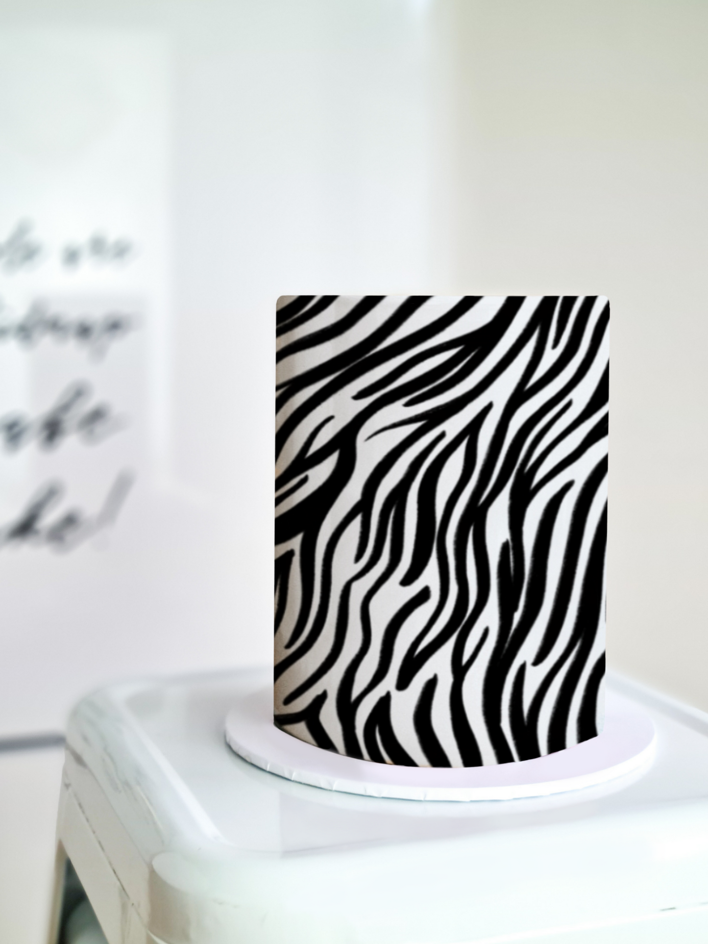 Zebra print cake wrap edible image
