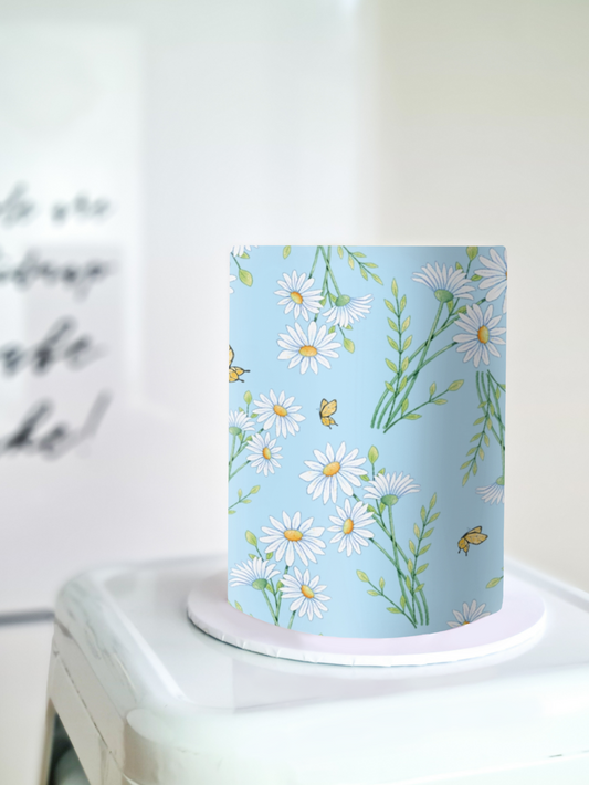 Daisy flower cake wrap edible image