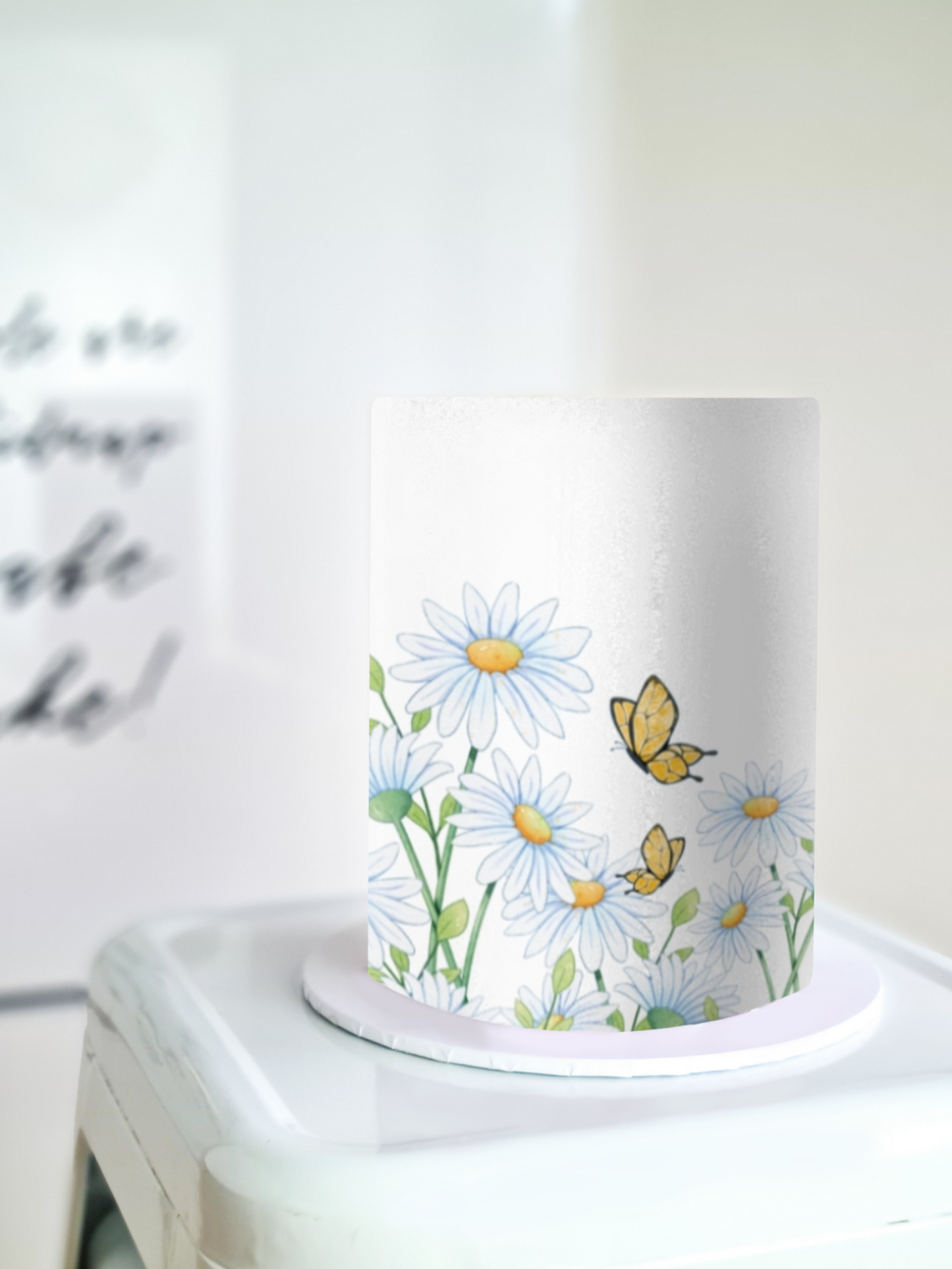 Daisy flowers cake wrap edible image