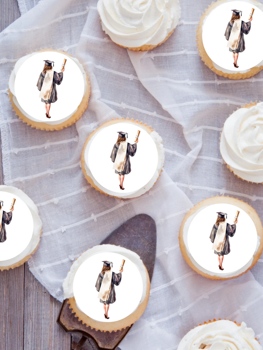 Graduation edible image Cupcake toppers