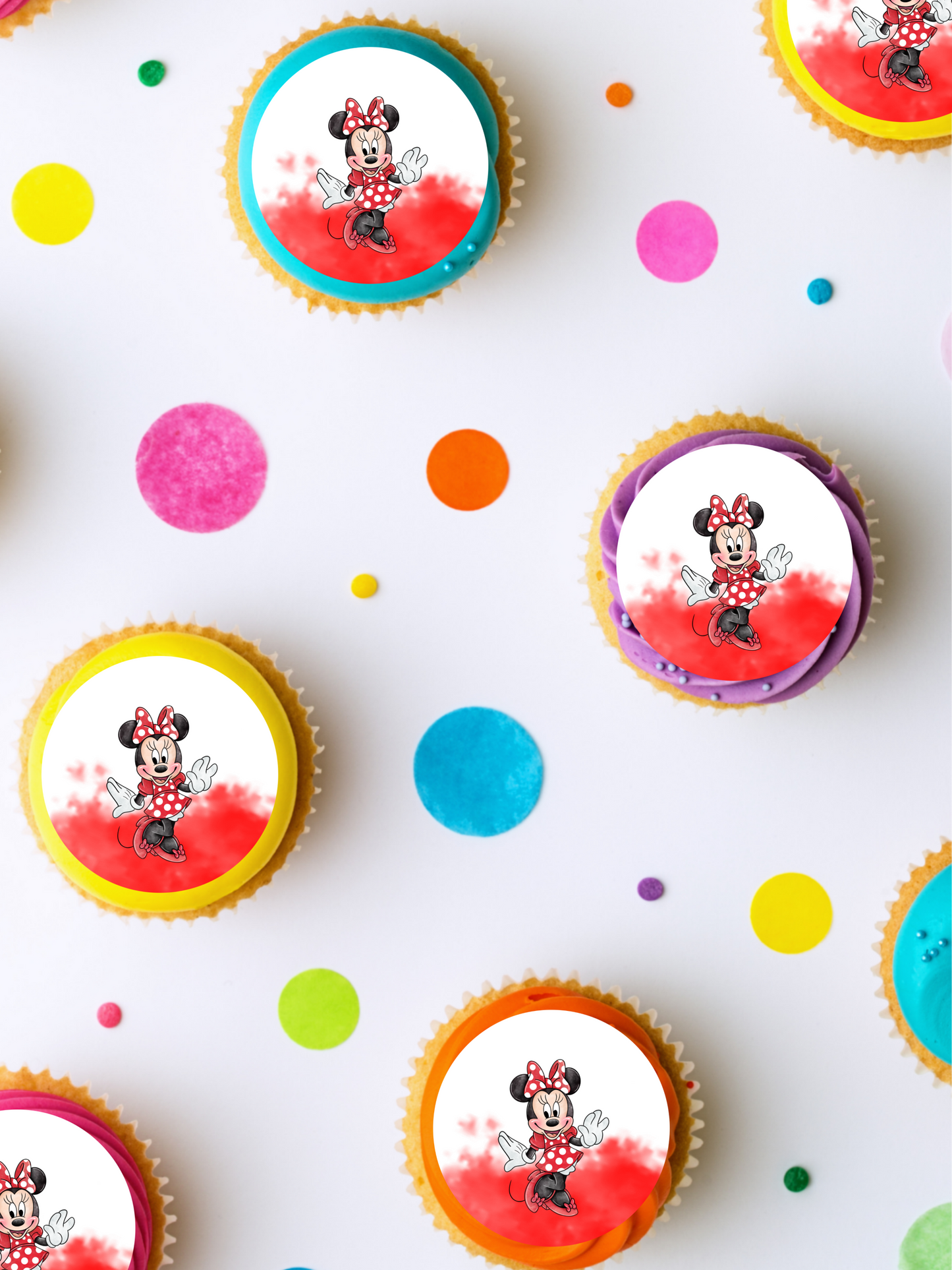 Minnie mouse round edible cupcake toppers