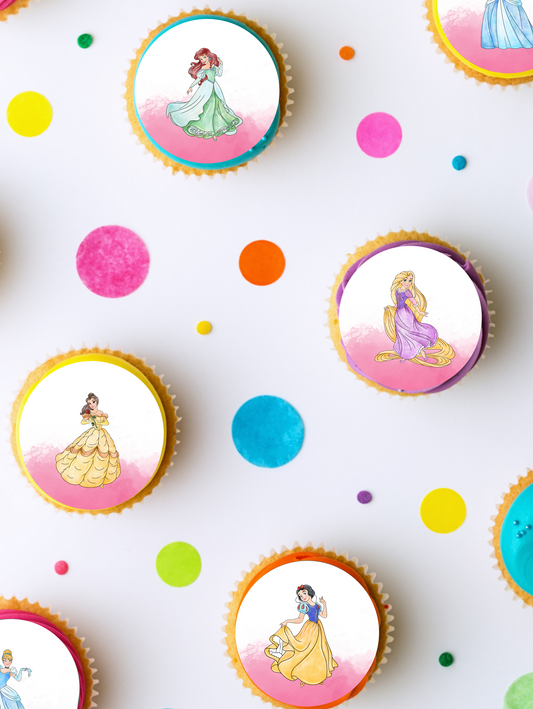 Princess edible image cupcake toppers