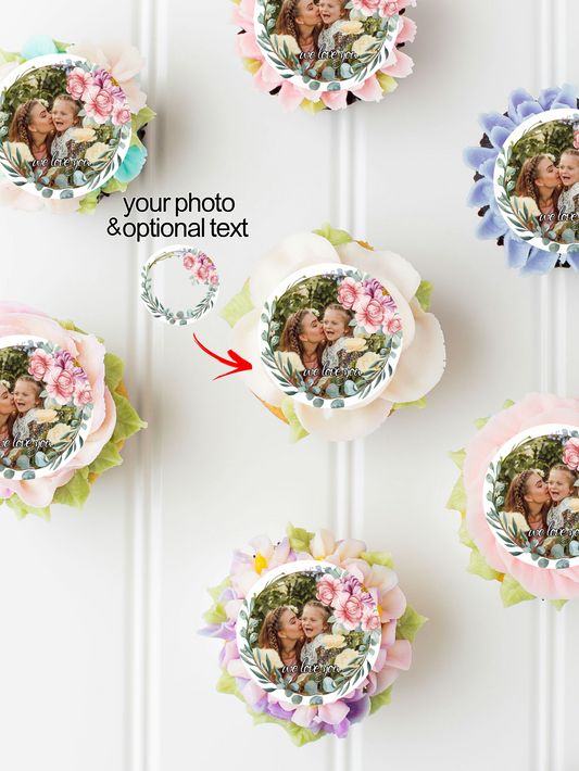 Mother's day flower cupcake custom cake topper image