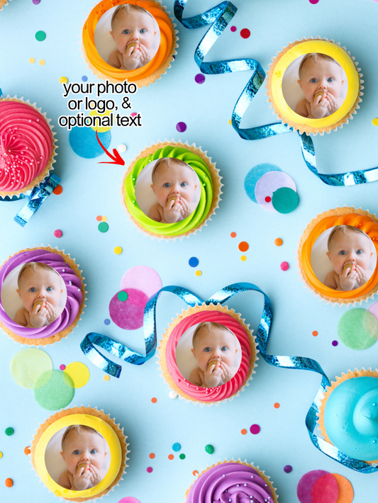 Custom Edible Image Printing - Cupcake / Cookie Round Icing Topper - Precut