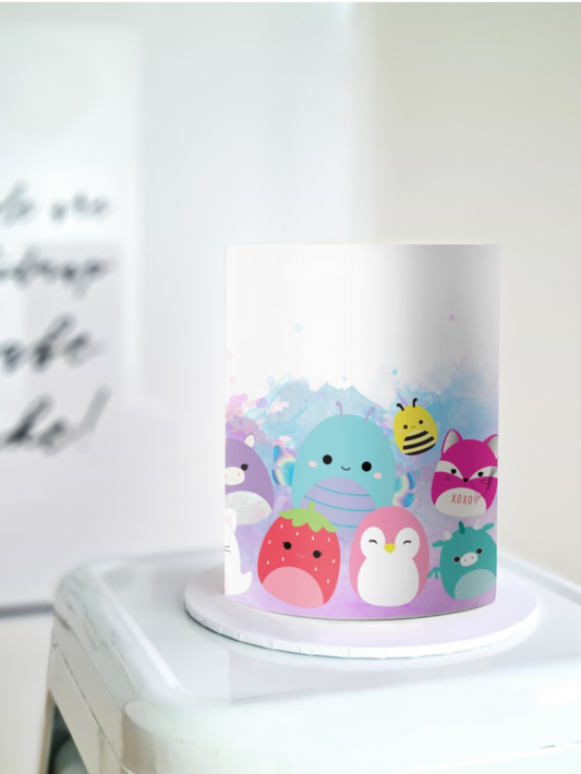 Squishmallows cake wrap edible image