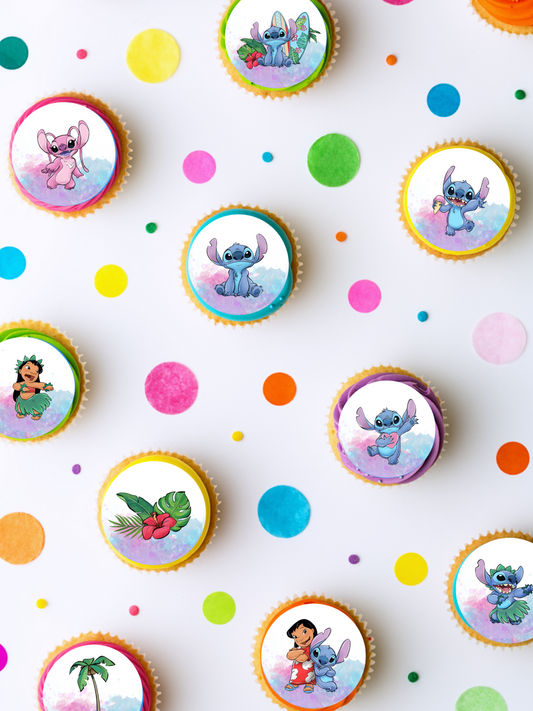 Stitch and lilo edible cupcake toppers