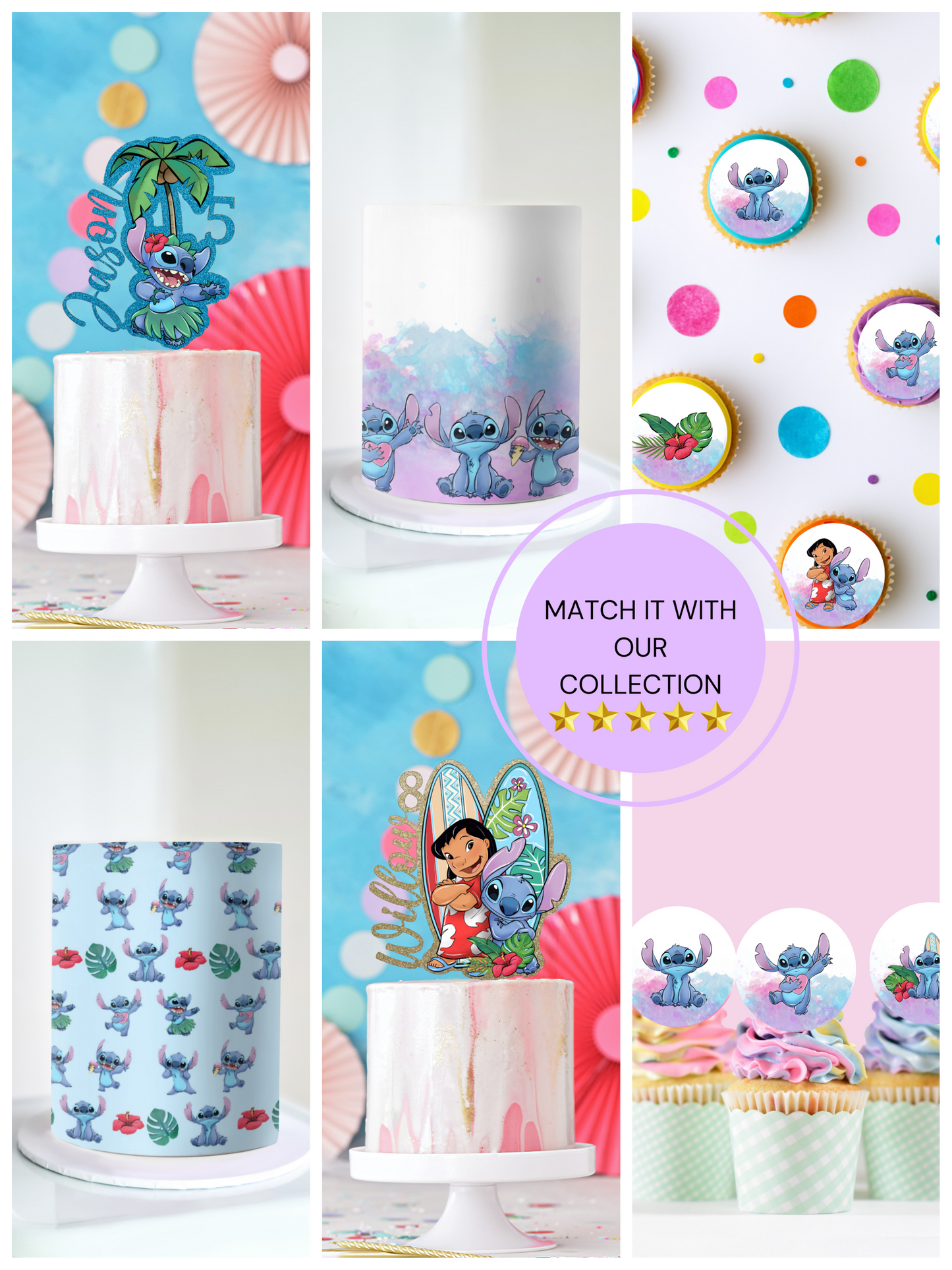 Stitch themed cake decorations