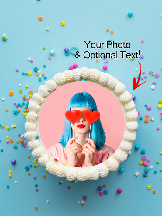 Custom edible image round cake topper