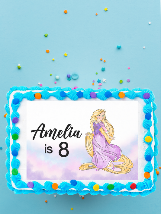 Princess rapunzel edible slab cake topper
