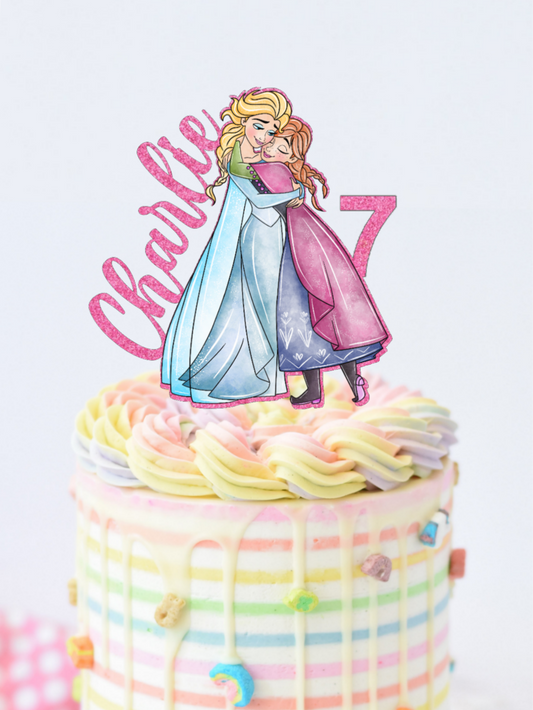 Elsa & Anna Frozen custom cake topper