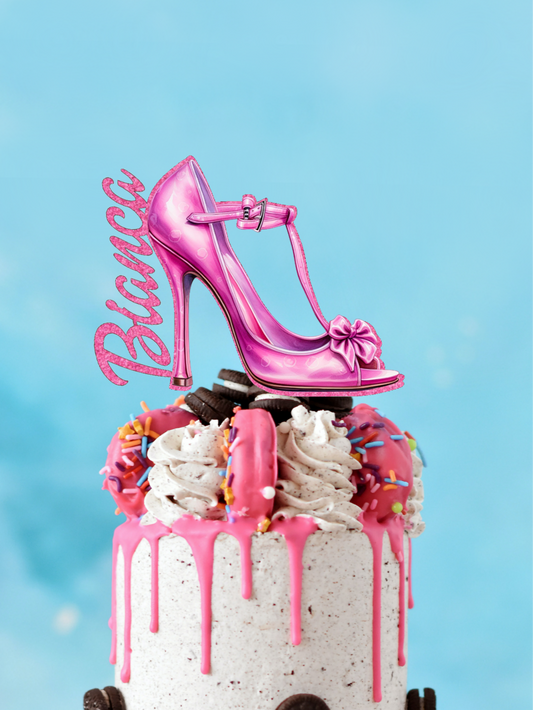 Barbie shoes pink custom cake topper
