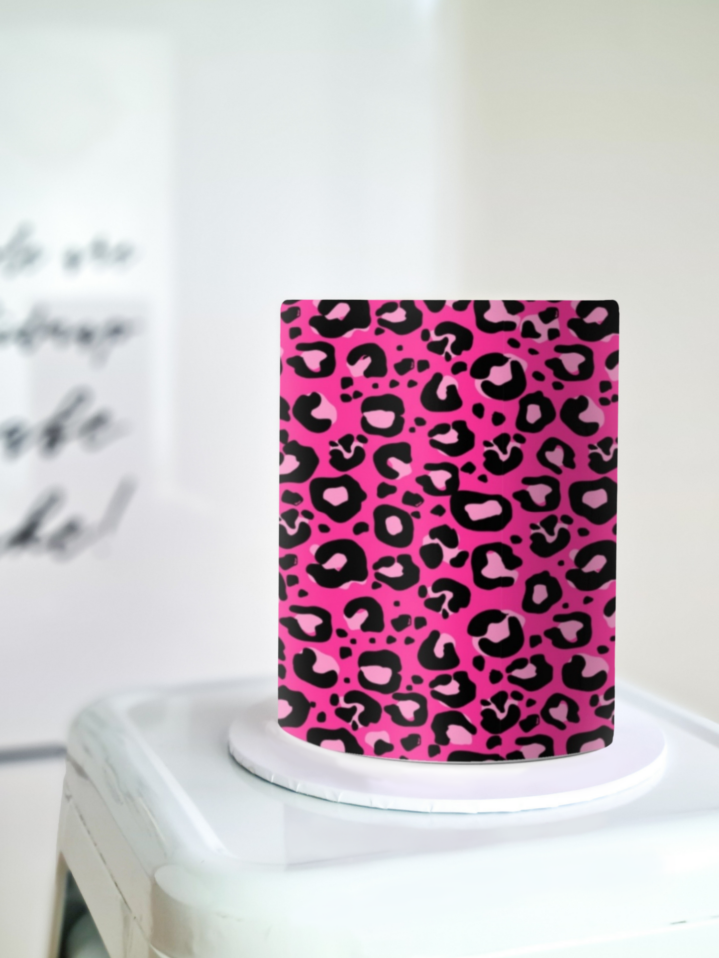 Pink leopard print edible image cake wrap