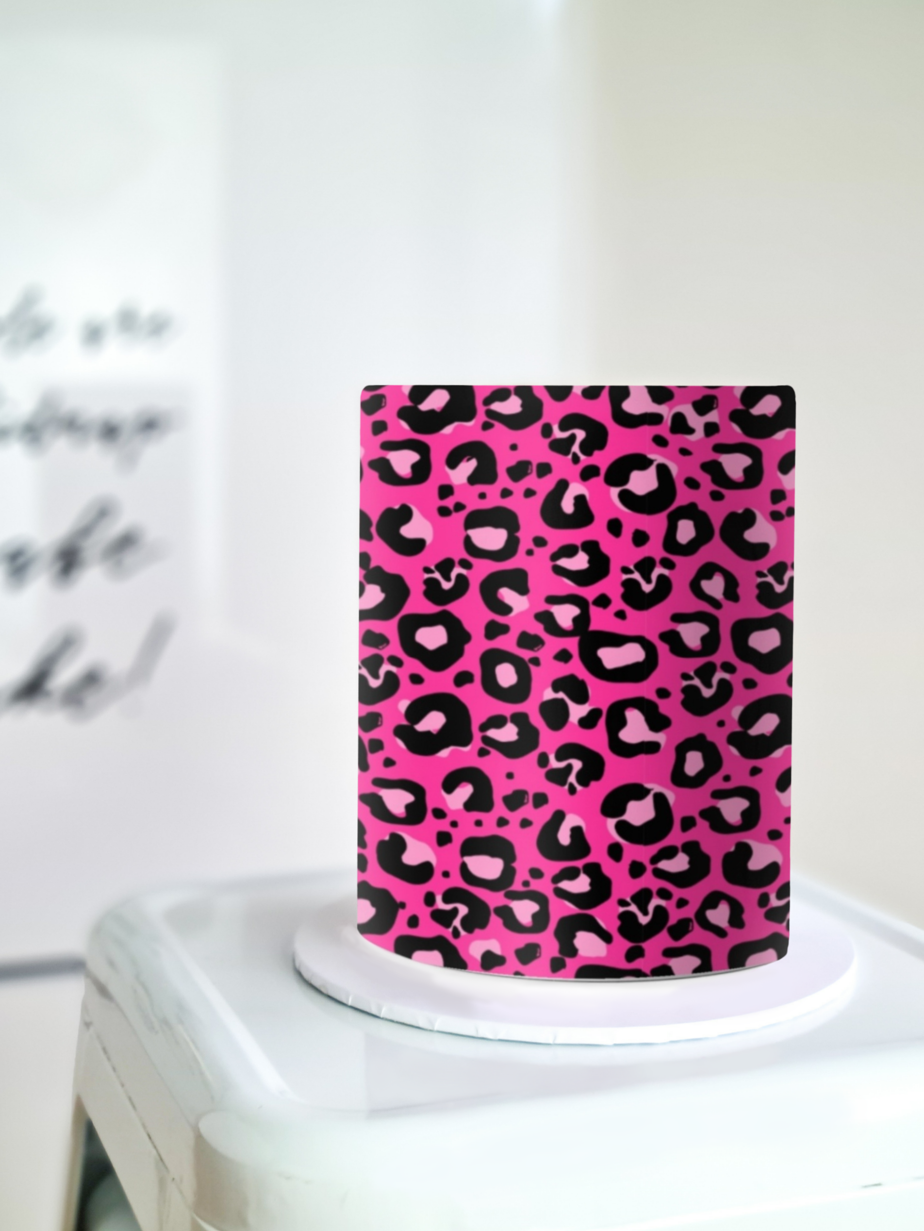 Pink leopard print edible image cake wrap