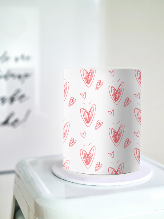 Hearts Cake Wrap edible image