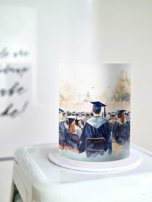 Graduation edible image cake wrap