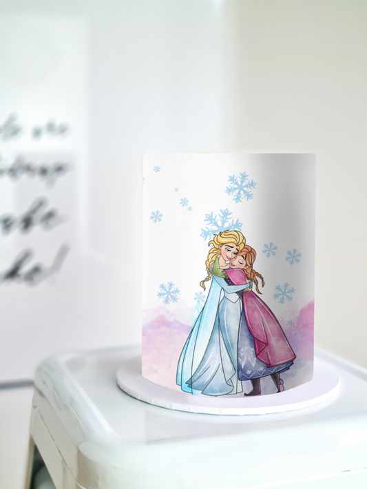 Frozen Elsa & Anna edible cake wrap icing image