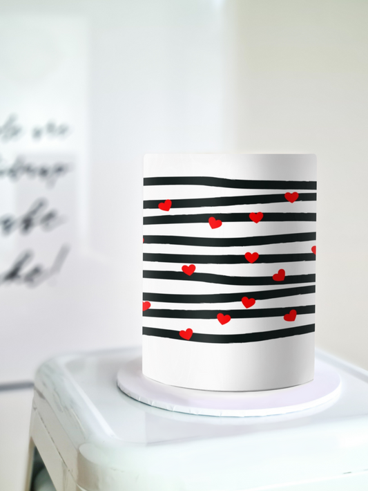 Hearts Cake Wrap edible image