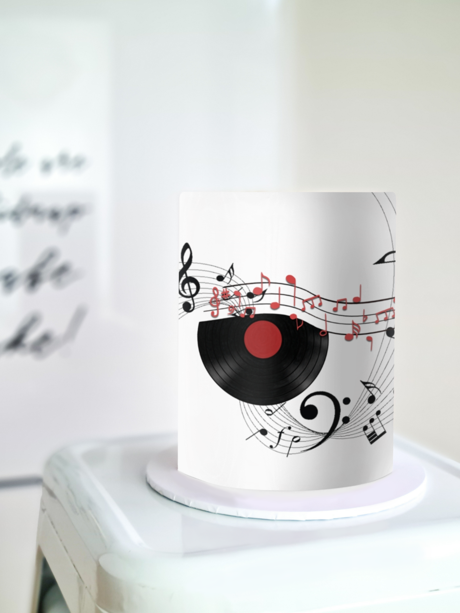 Vinyl record music cake wrap edible image