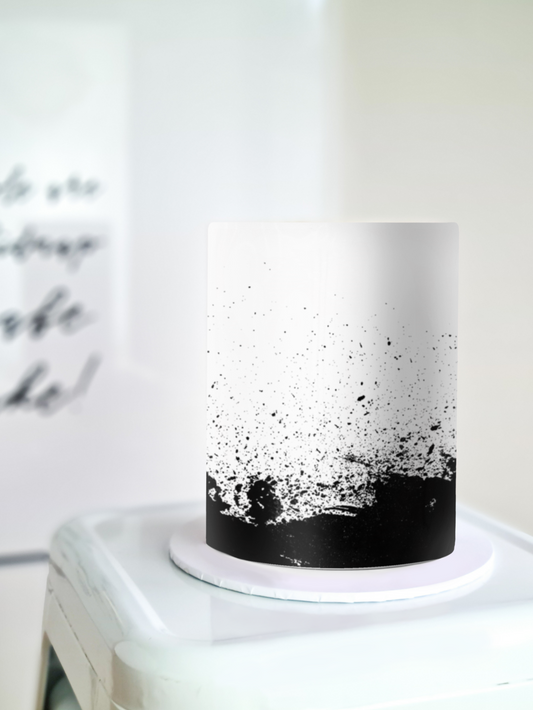 Black paint splash cake wrap edible image
