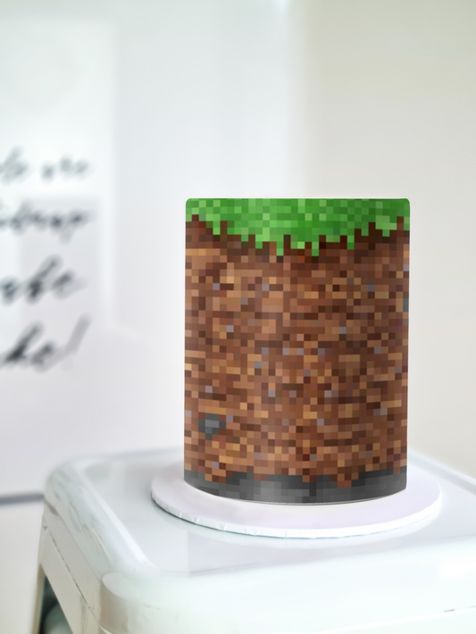 Minecraft pixel grass cake wrap edible image