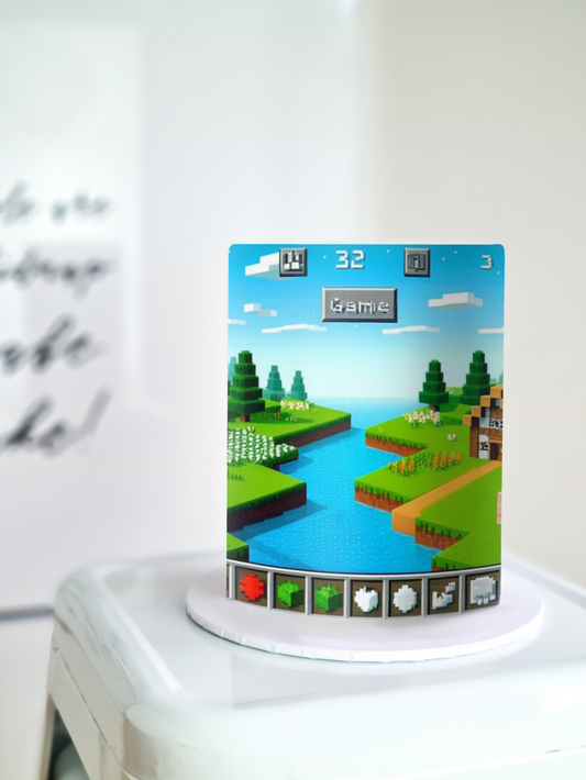 Minecraft my world cake wrap edible image