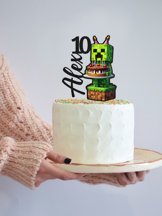 Minecraft creeper cake topper