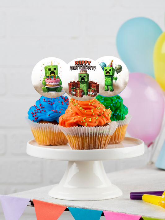 Minecraft cupcake topper picks