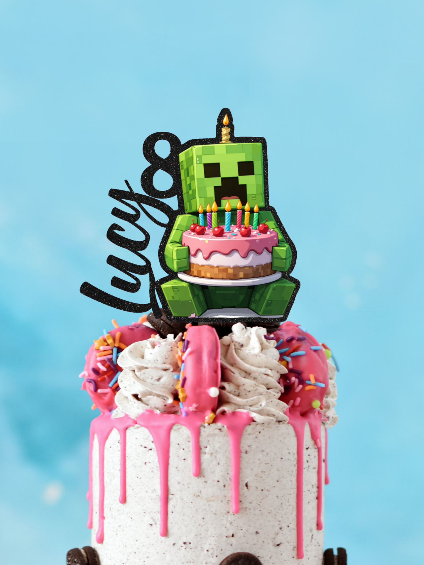 Minecraft Creeper Cake topper
