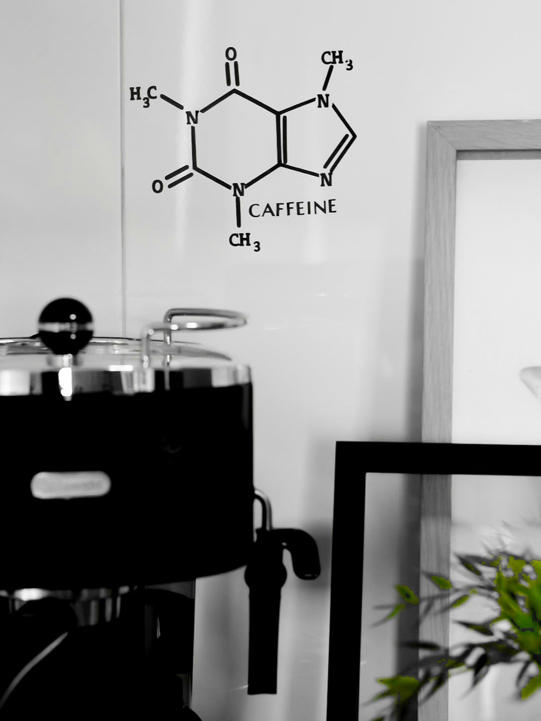 Coffee Vinyl Decal - Caffeine Chemical Structure - Fun Coffee Art Wall Decal Sticker