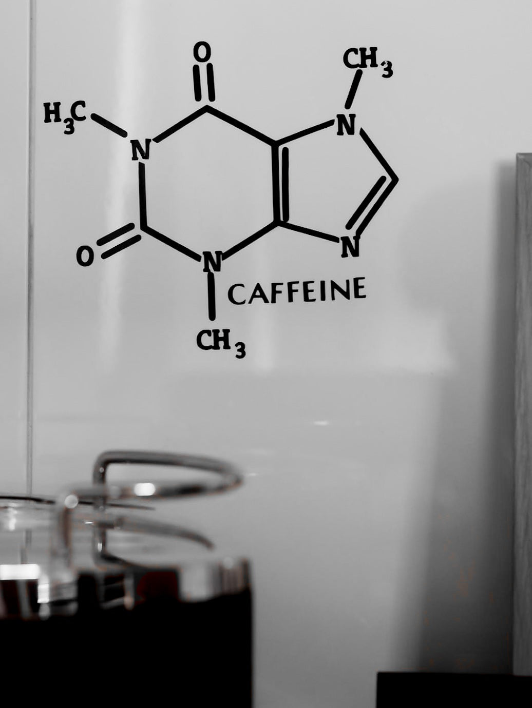 Coffee Vinyl Decal - Caffeine Chemical Structure - Fun Coffee Art Wall Decal Sticker