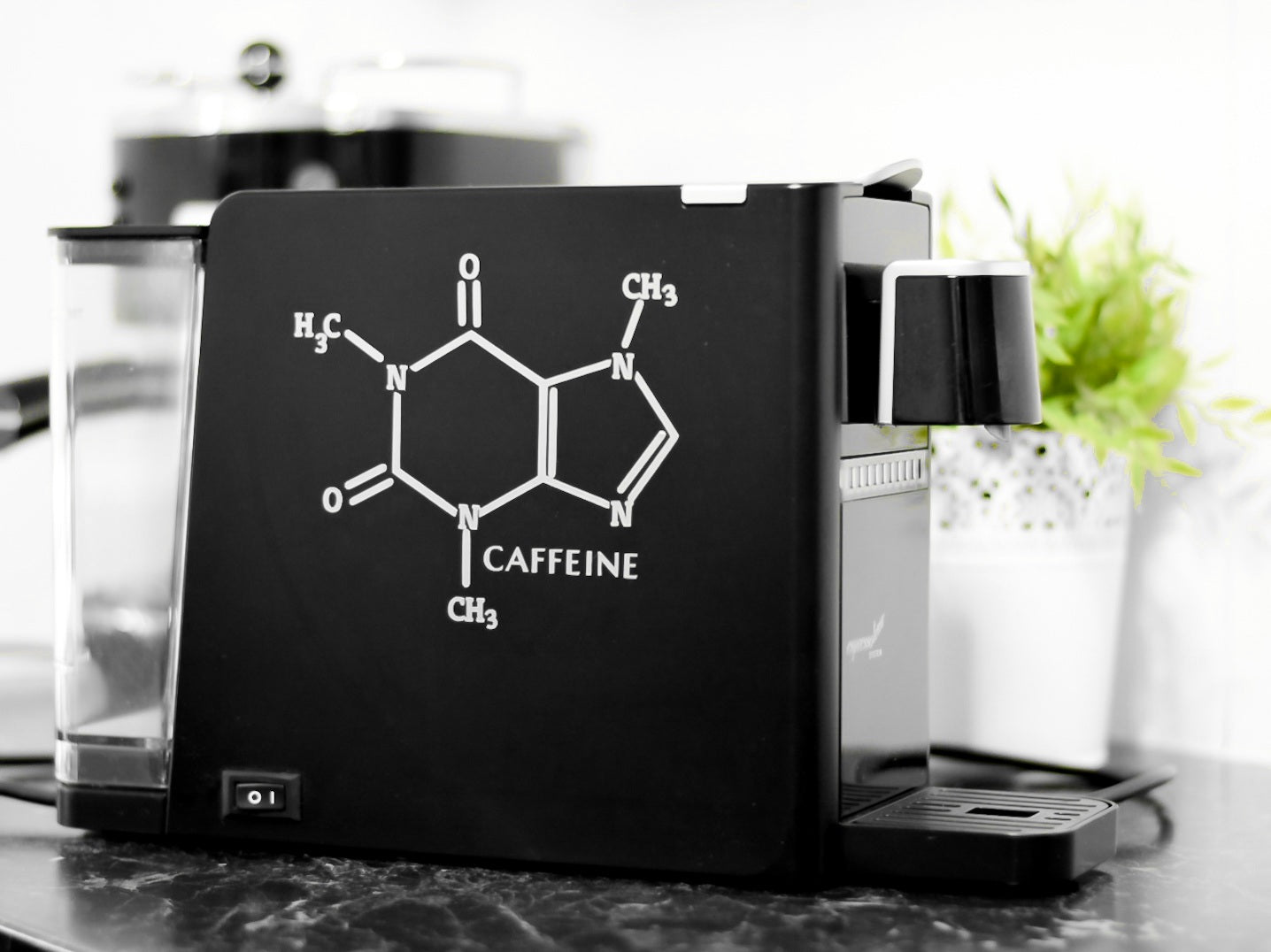 Coffee Vinyl Decal - Caffeine Chemical Structure - Fun Coffee Art Wall Decal Sticker