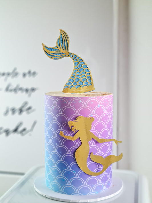 Ocean Sea Mermaid Tail Fish Scales Cake Wrap - A4 Edible Image Frosting Sheet