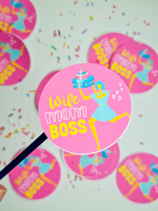 Wife Mom Boss Sticker - Baker/Cake Decorater Sticker