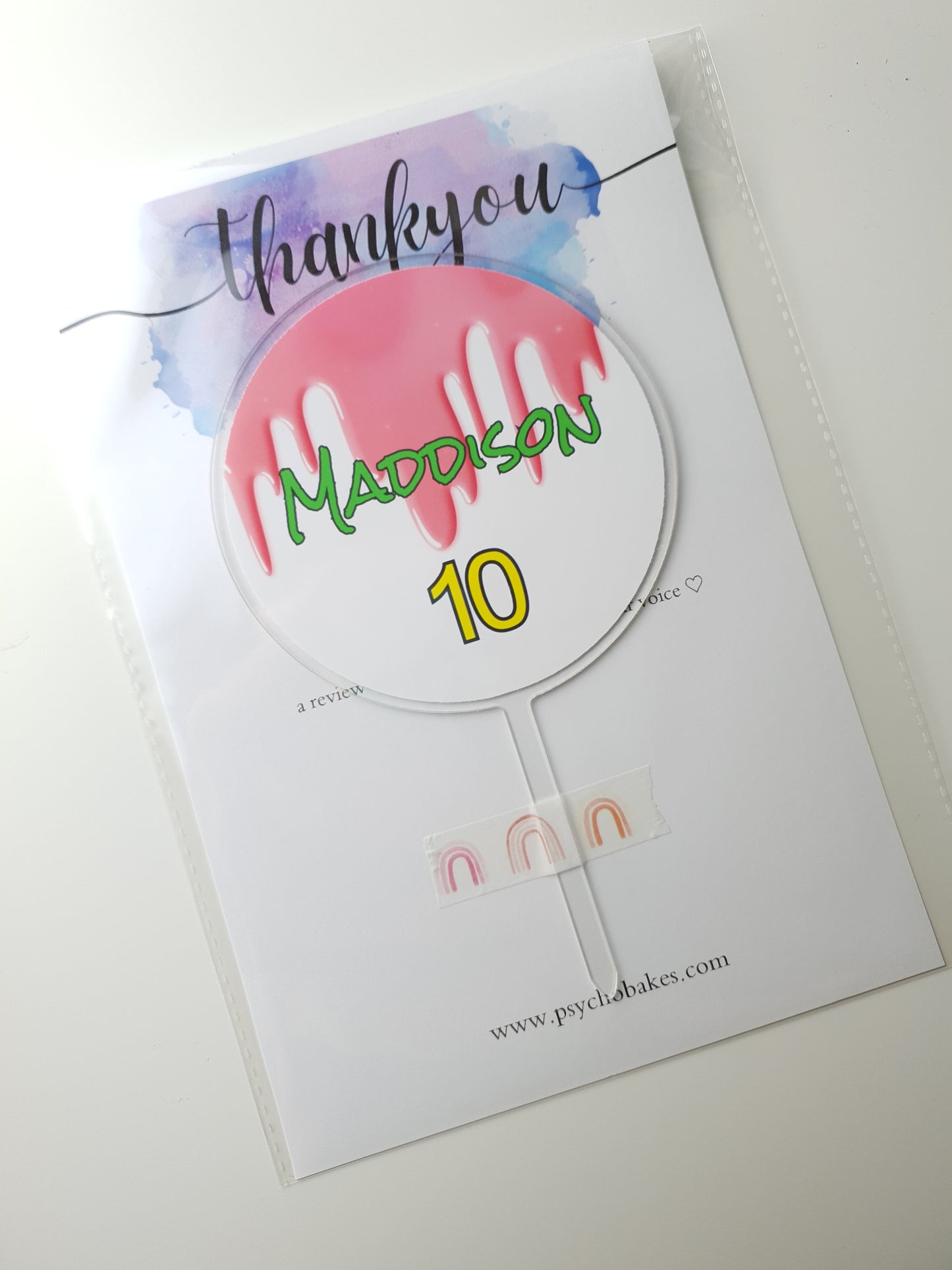 Slime Cake topper - Personalised Slime Themed Party Decorations - Clear Acrylic Round Cake Signage