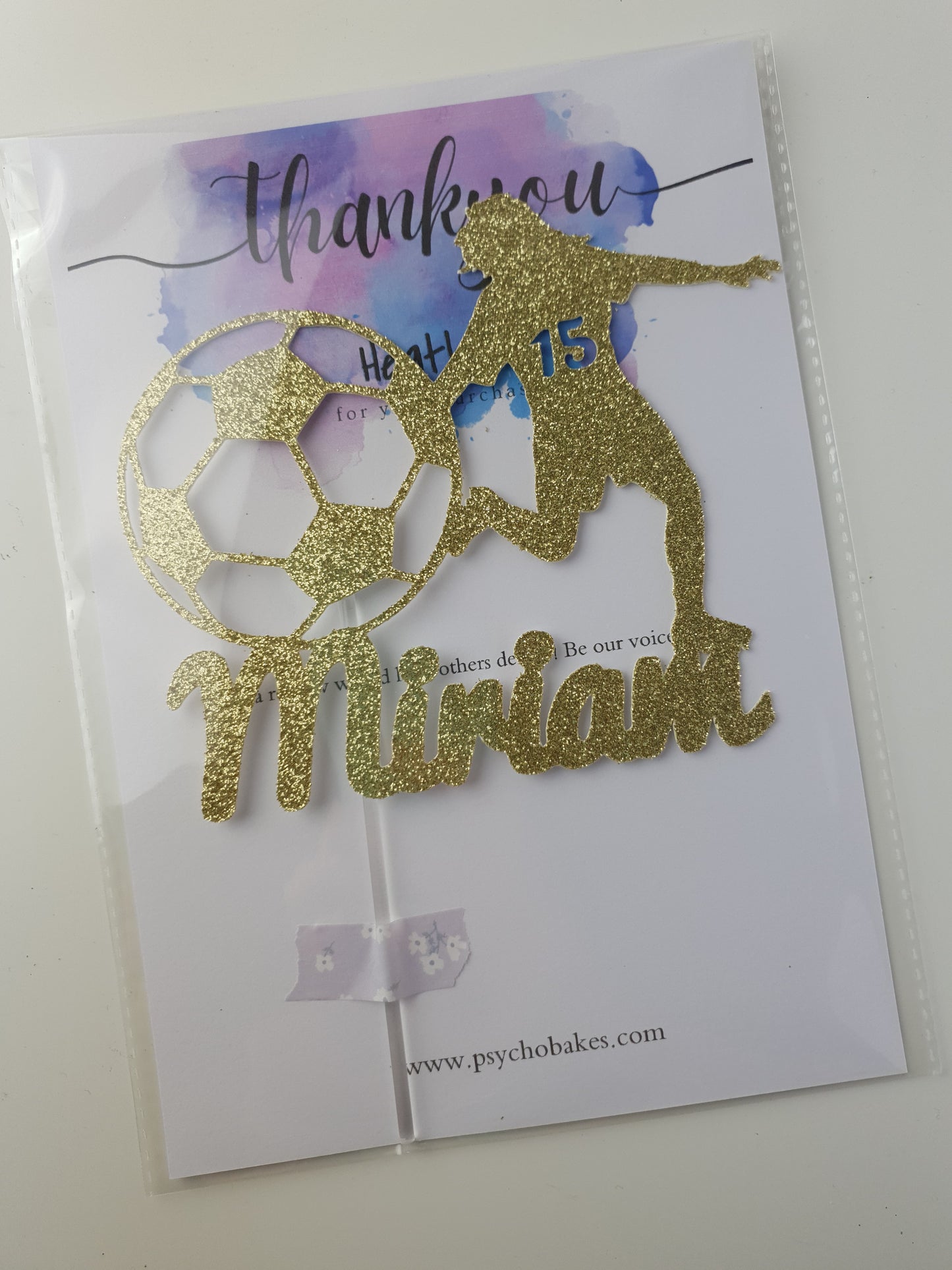 Cake Topper - Soccer Football Girl Player Themed - Personalized Name + Age