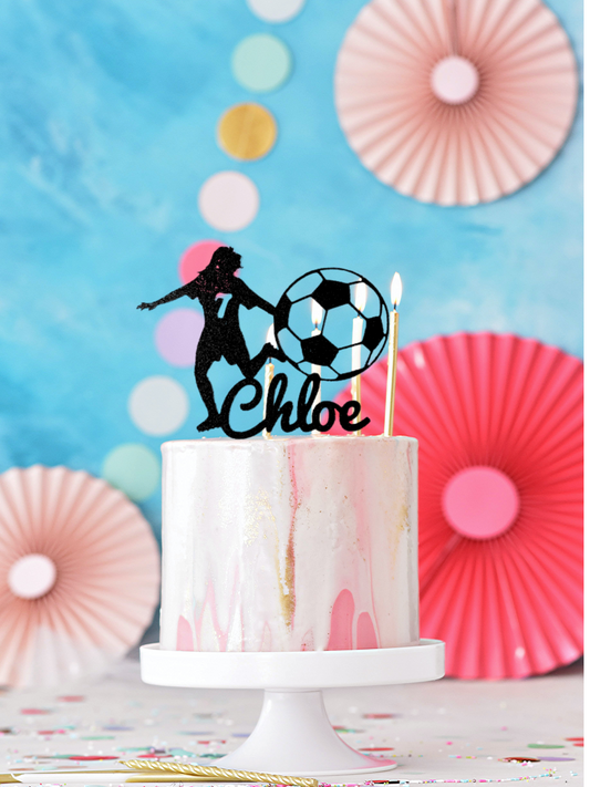 Girl soccer cake topper