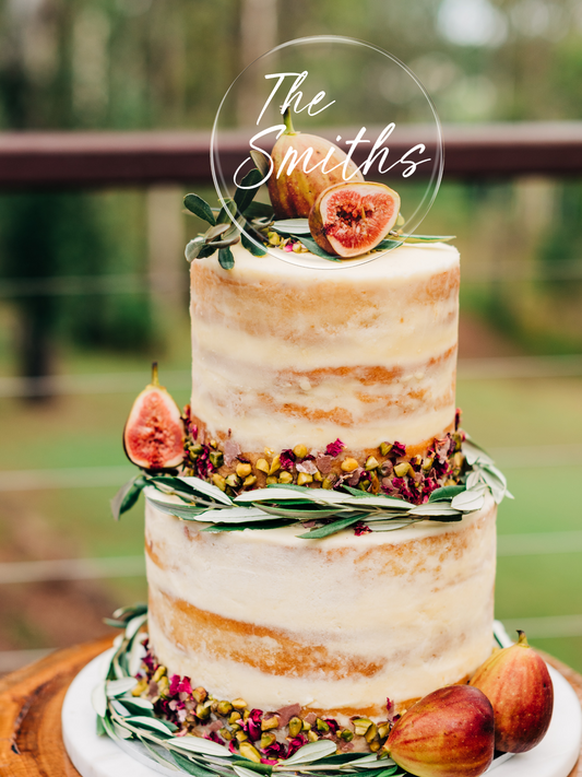 Round clear acrylic wedding cake topper