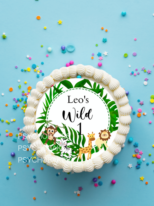 Safari Edible Cake Topper -  Custom Jungle Image - Zoo Animals Round Icing Sheet