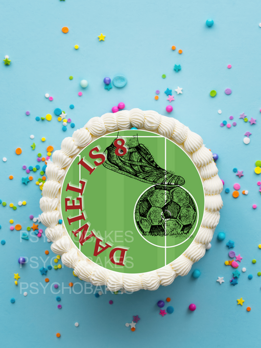Soccer football edible cake topper round