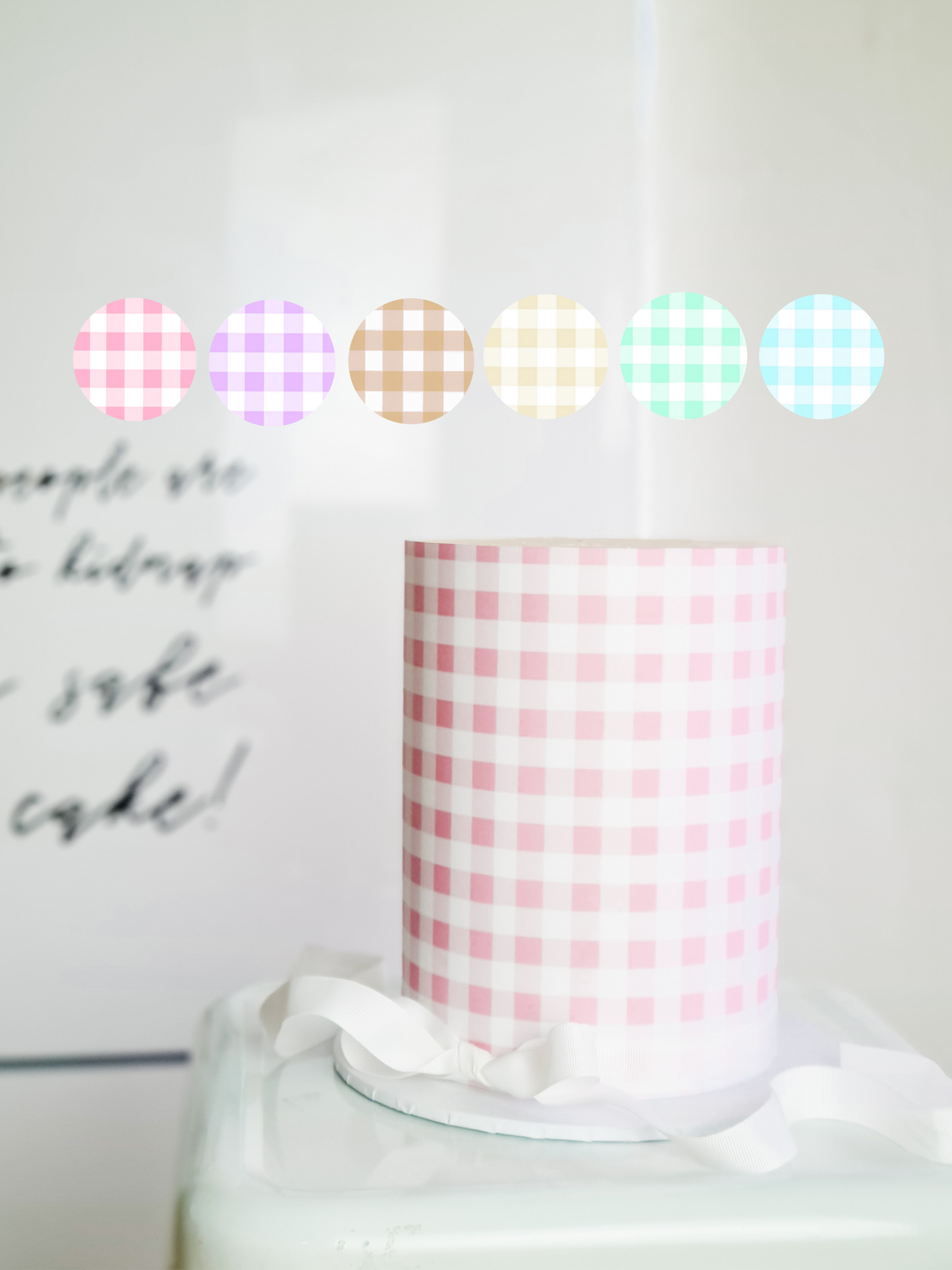 Gingham edible image wrap