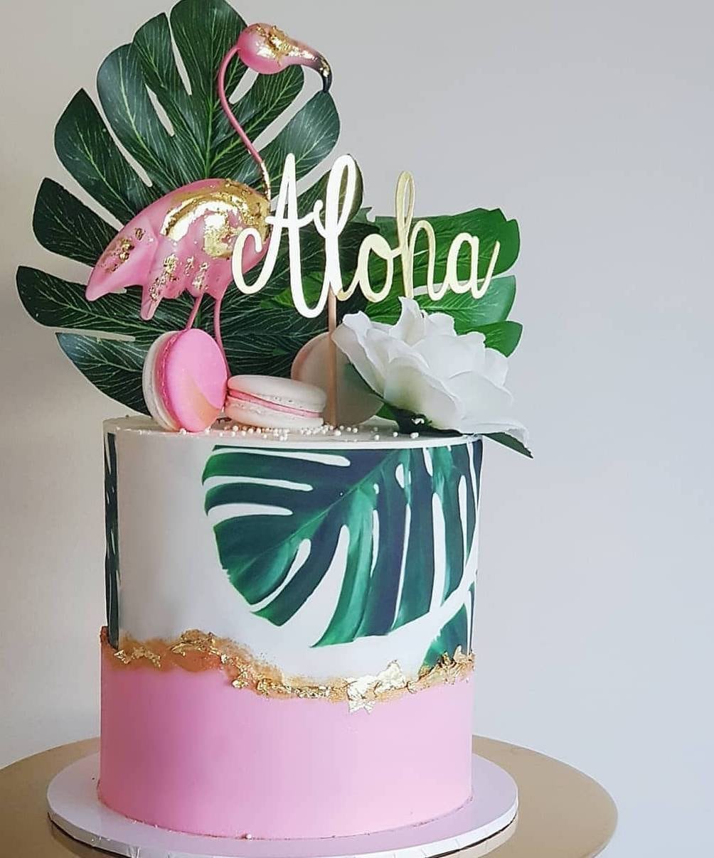 Tropical leaf edible image/ A4 cake wrap