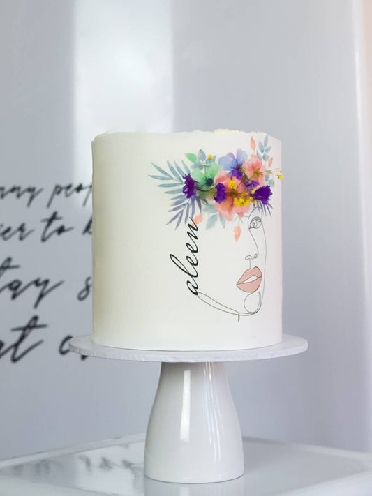 Customised Line Art Woman Face Designe Cake Wrap - Personalised A4 Cake Edible Image for 16th, 18th, 21st... Bridal Shower Party Props