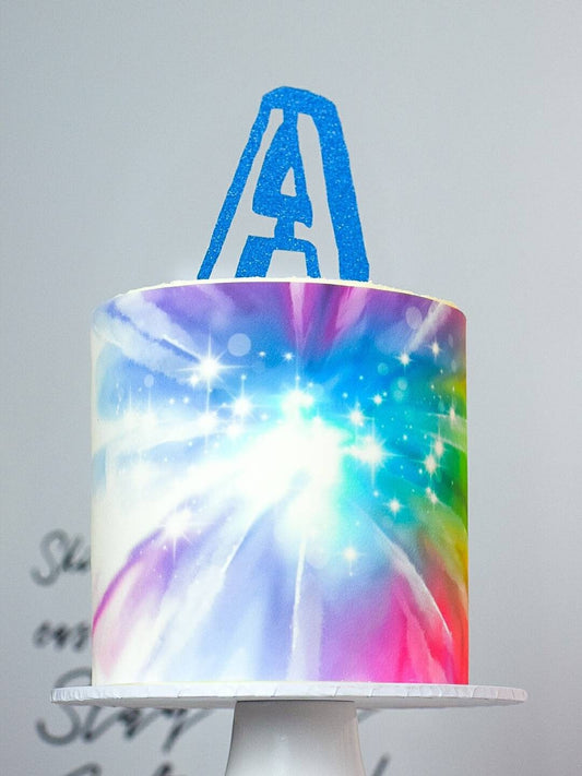 Tie Dye Cake Wrap - A4 Edible Image - Tie Dye Themed Party Props